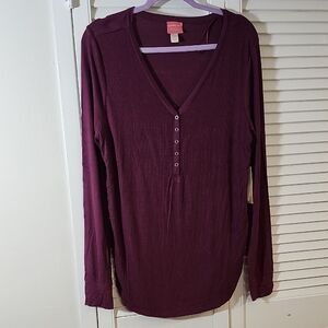 Paisley Sky Deep Purple V-Neck Long Sleeve Top